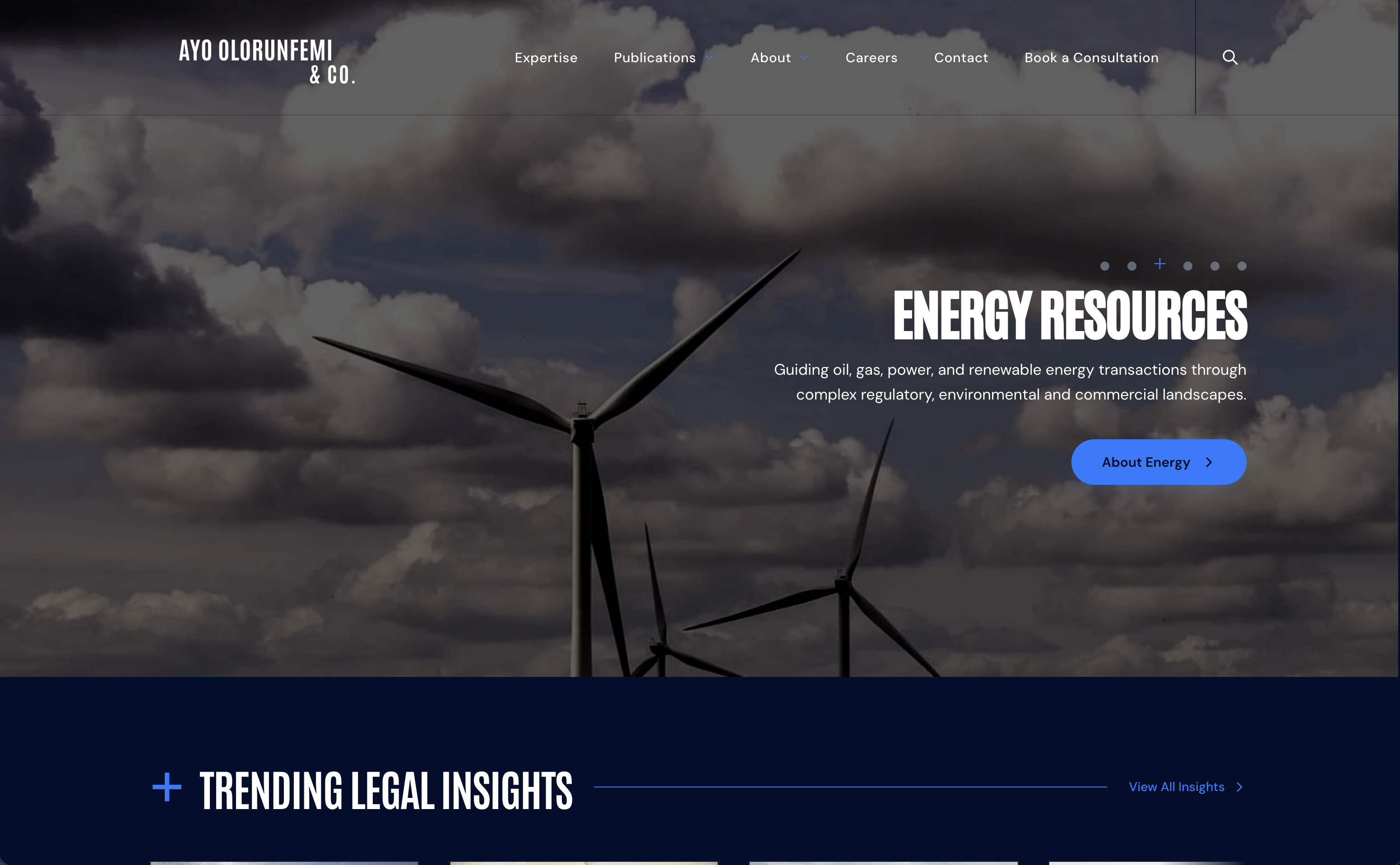 Ayo Olorunfemi SAN legal practice website — desktop view