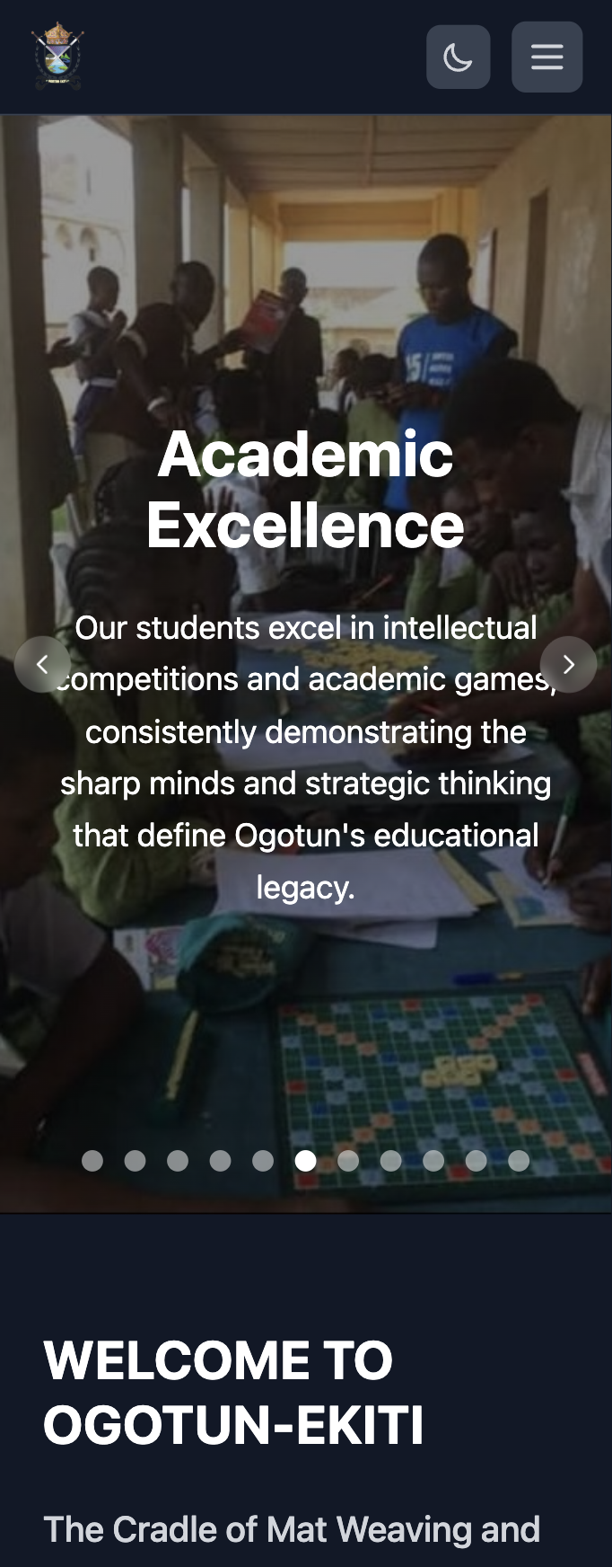 Ogotun Ekiti official town website — mobile view